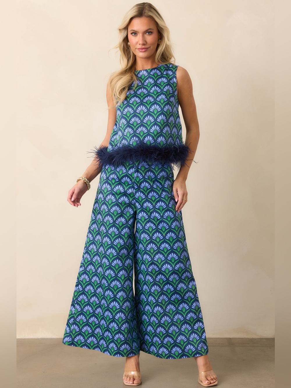 NWT Prosperina Vale Blue Geometric Top Size XS